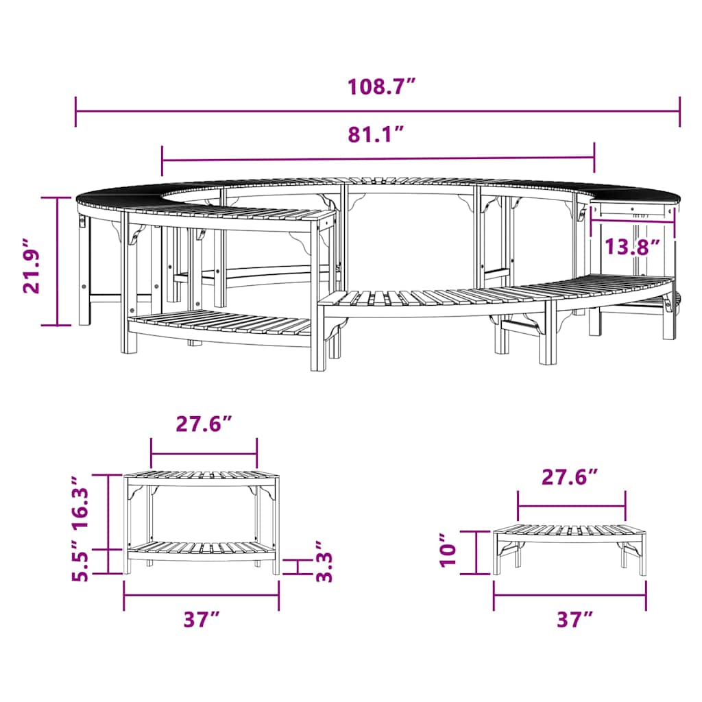Hot Tub Surround Brown Ø275 x 55,5 cm Solid Acacia Wood