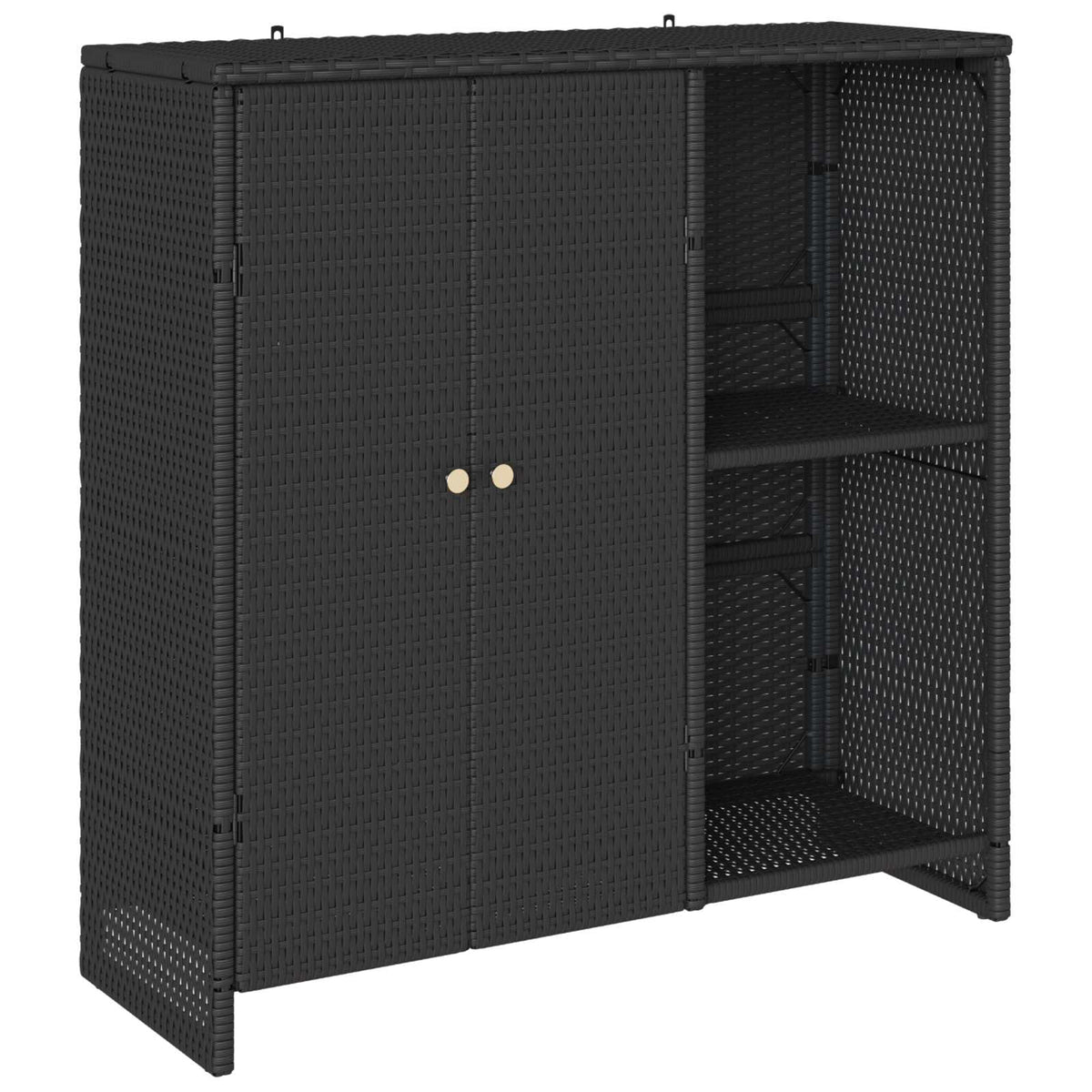 Storage Cabinet with Shelf Black 100 x 36 x 102 cm Rattan
