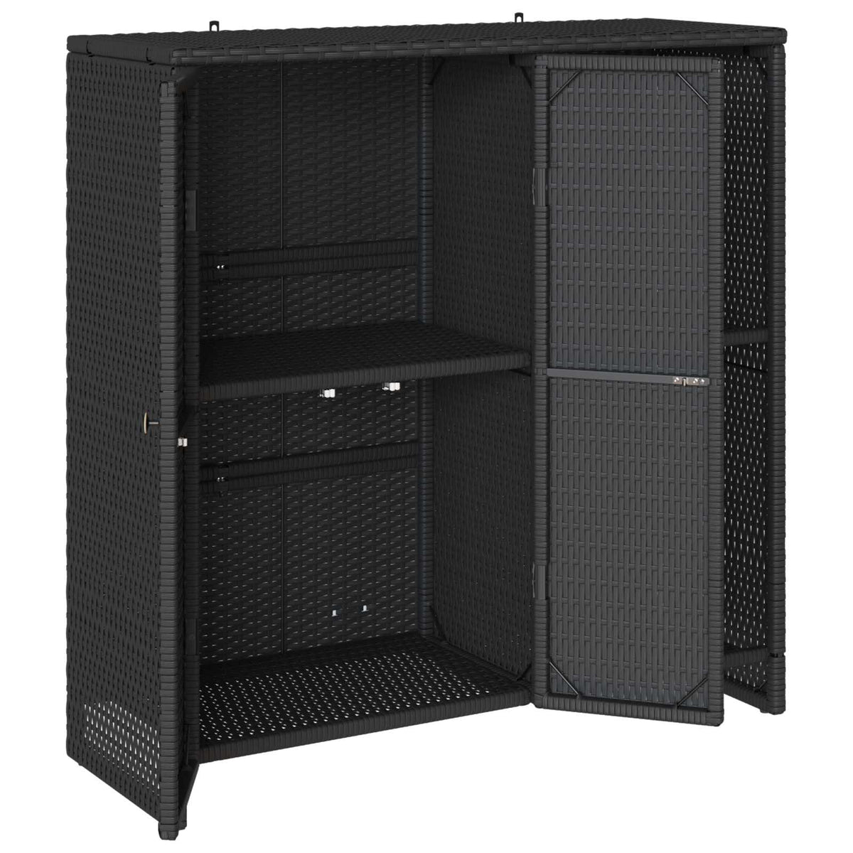 Storage Cabinet with Shelf Black 100 x 36 x 102 cm Rattan