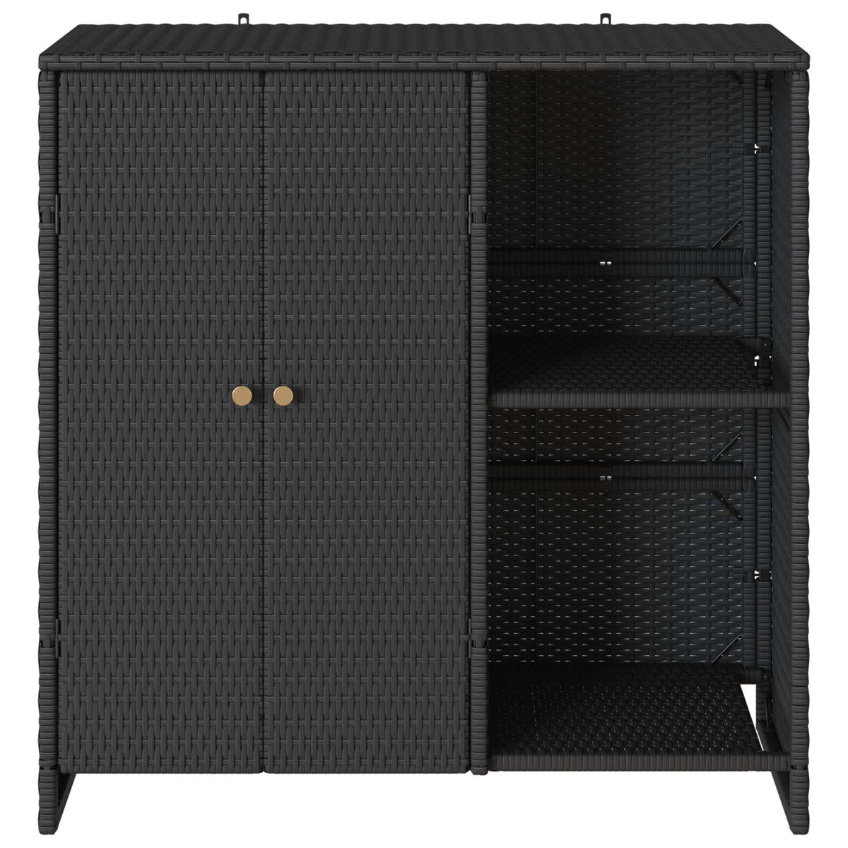 Storage Cabinet with Shelf Black 100 x 36 x 102 cm Rattan