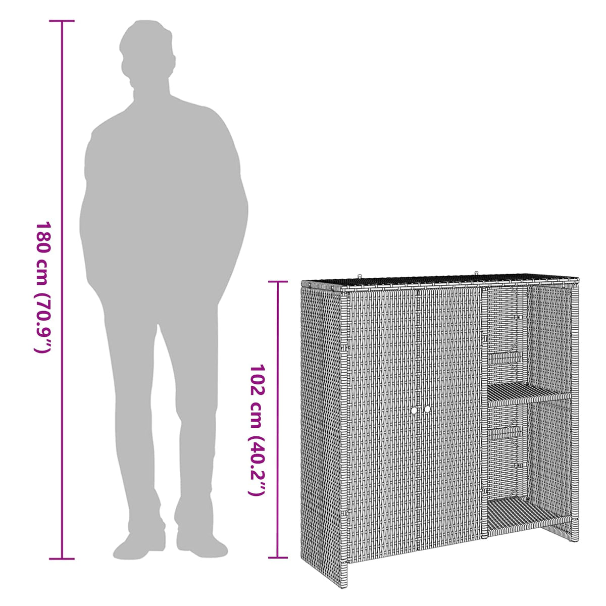 Storage Cabinet with Shelf Brown 100 x 36 x 102 cm Rattan