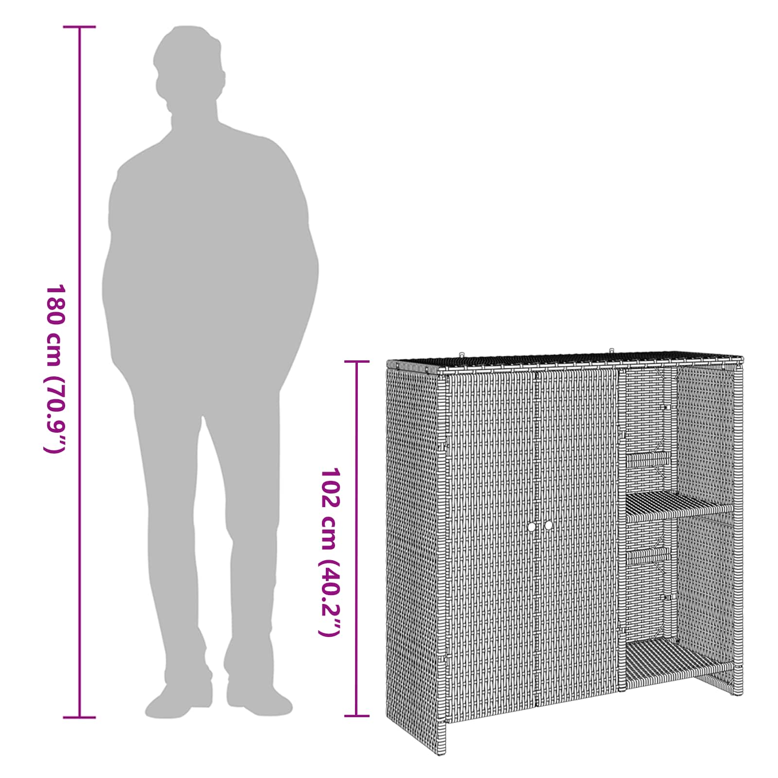 Storage Cabinet with Shelf Brown 100 x 36 x 102 cm Rattan