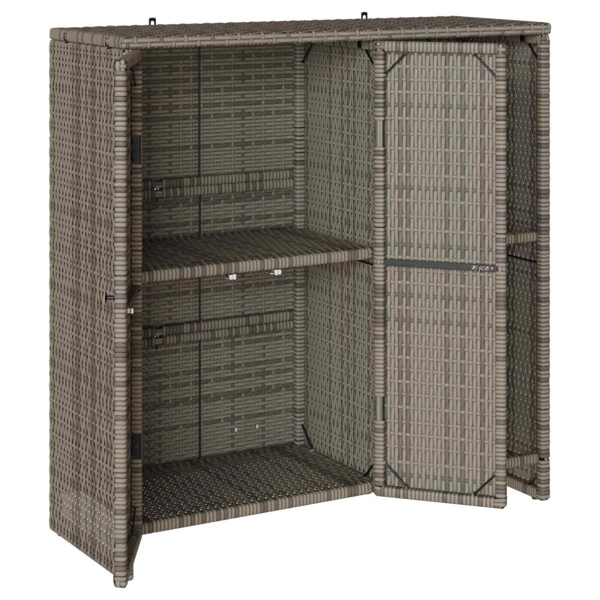 Storage Cabinet with Shelf Grey 100 x 36 x 102 cm Rattan