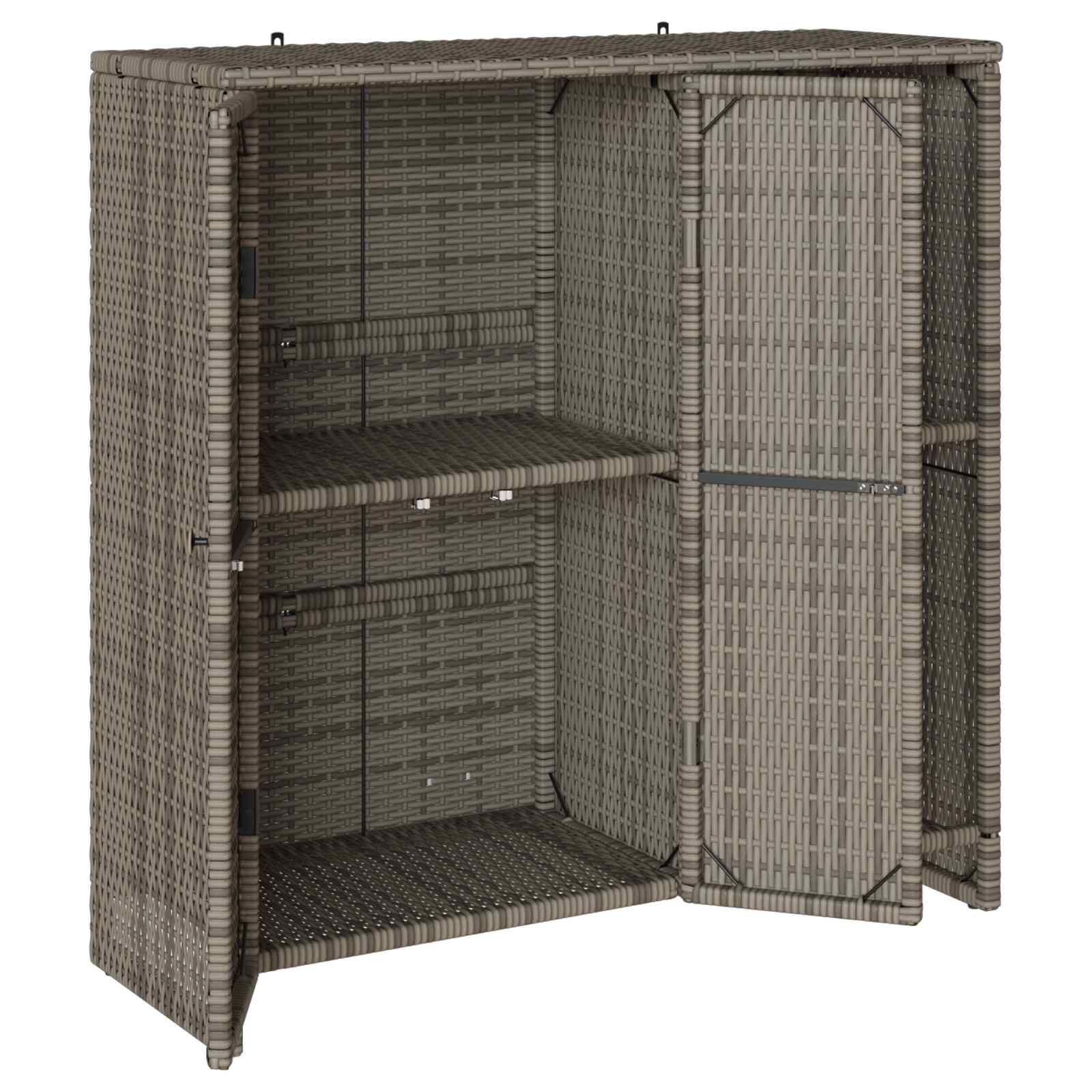 Storage Cabinet with Shelf Grey 100 x 36 x 102 cm Rattan