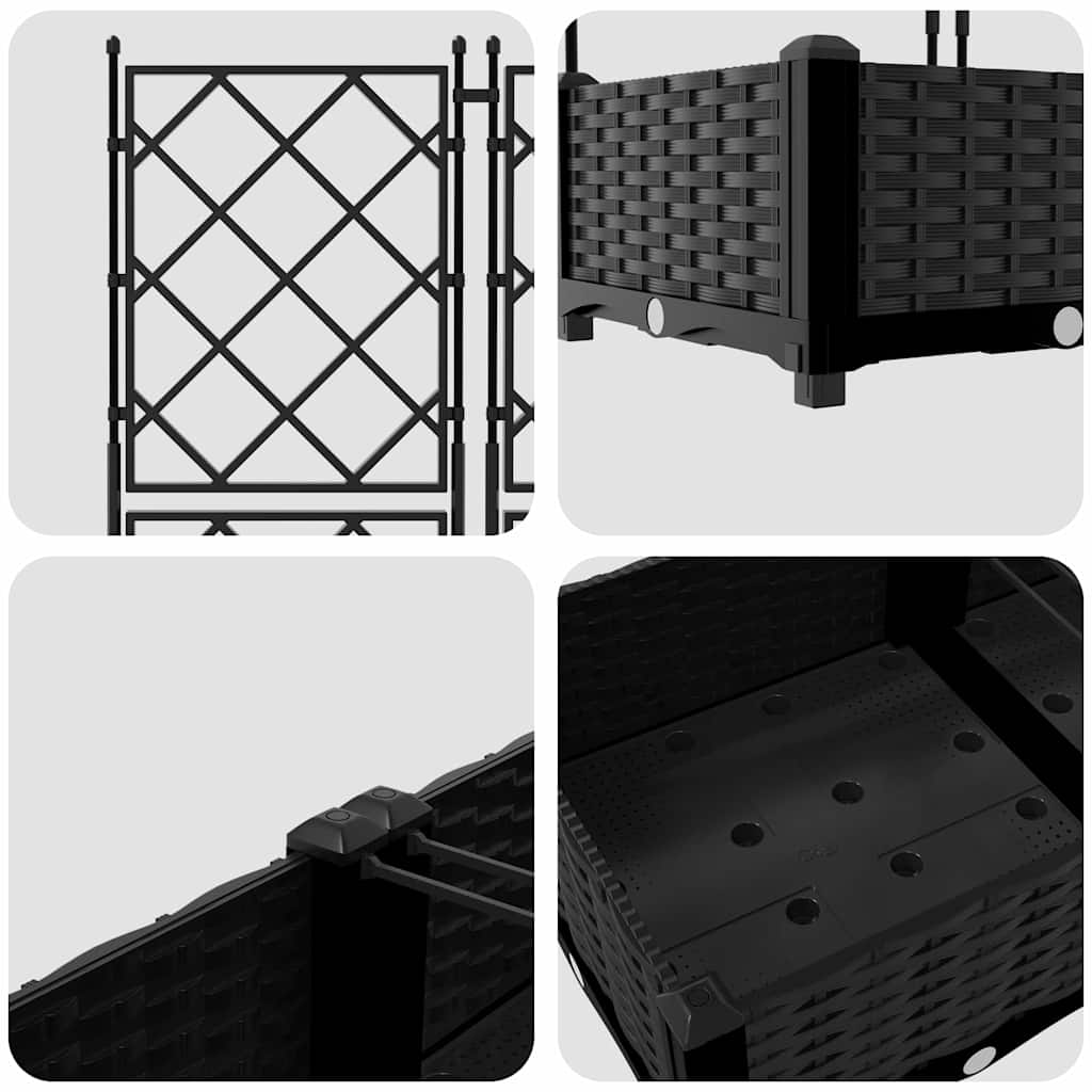 Garden Planter 3 pcs Black 120 x 40 x 125,5 cm Plastic