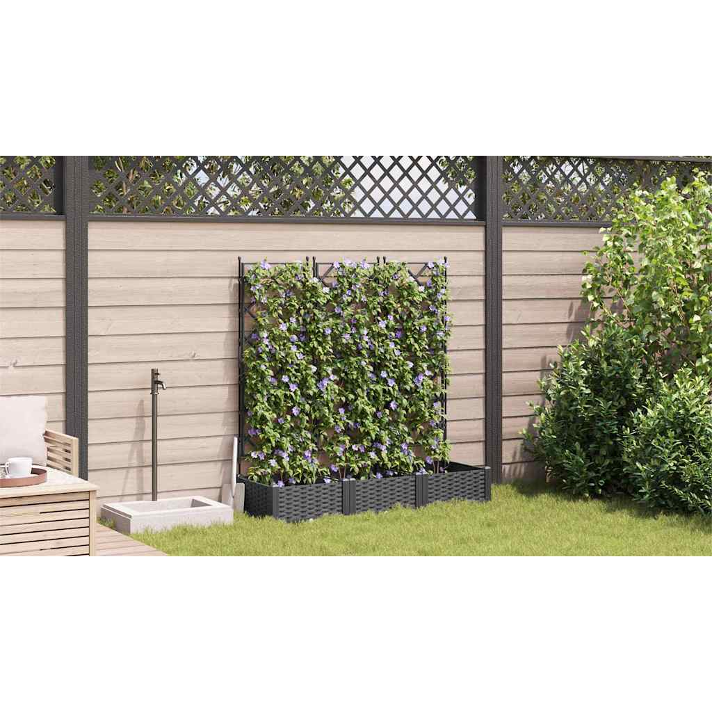 Garden Planter 3 pcs Black 120 x 40 x 125,5 cm Plastic