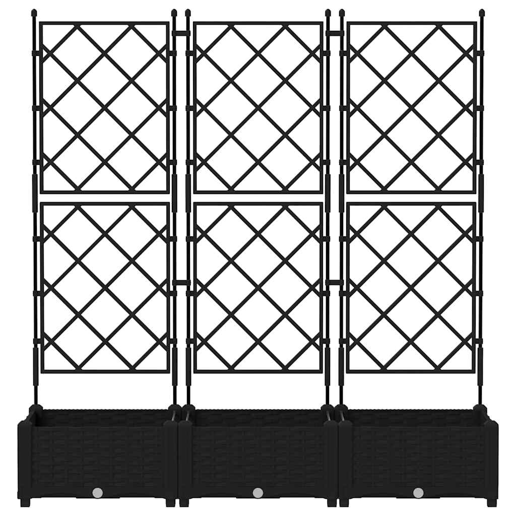 Garden Planter 3 pcs Black 120 x 40 x 125,5 cm Plastic