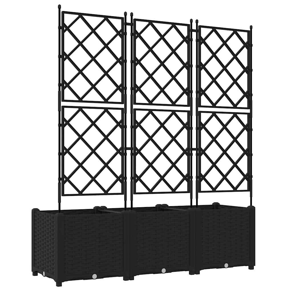 Garden Planter 3 pcs Black 120 x 40 x 143 cm Plastic