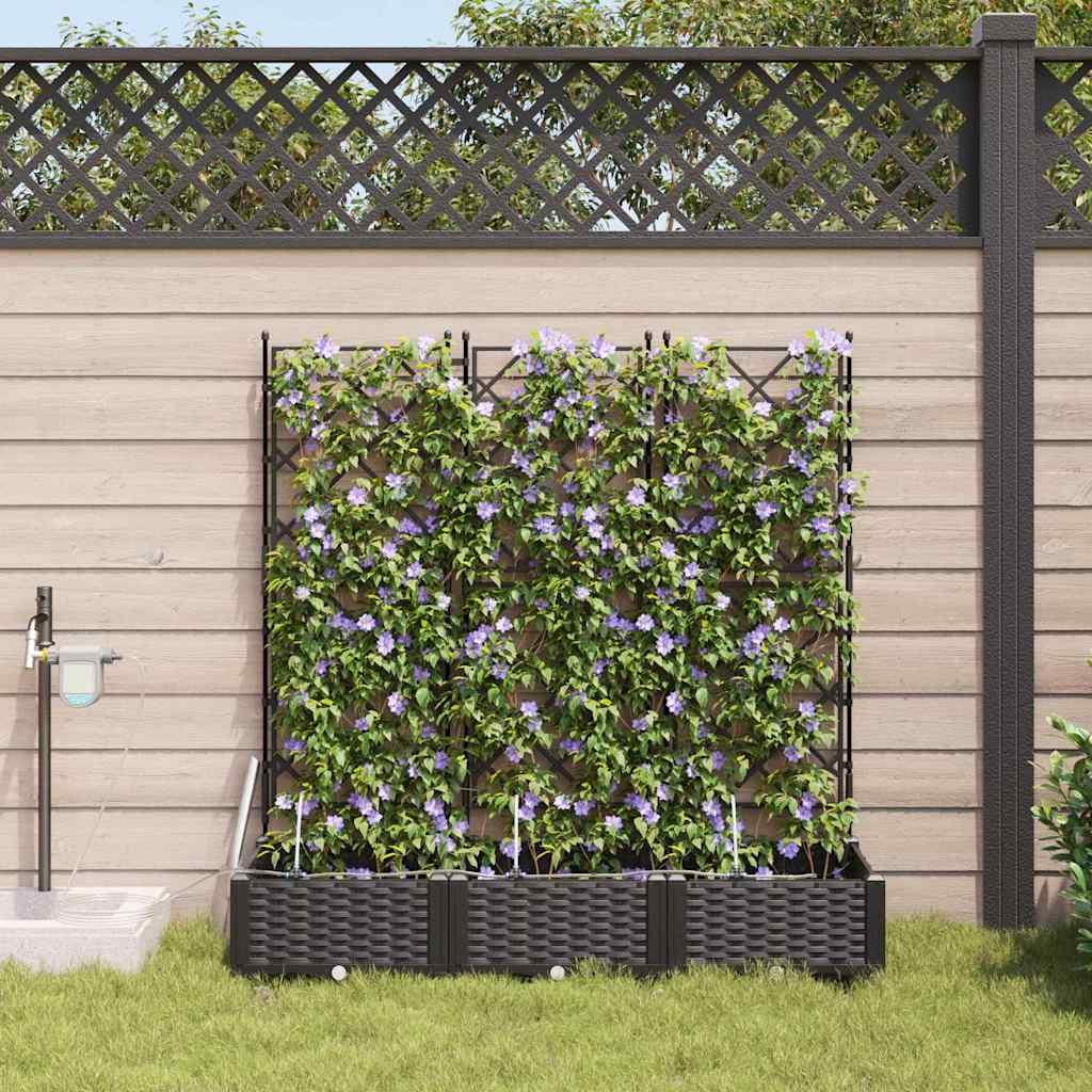 Garden Planter 3 pcs Black 120 x 40 x 126 cm Plastic