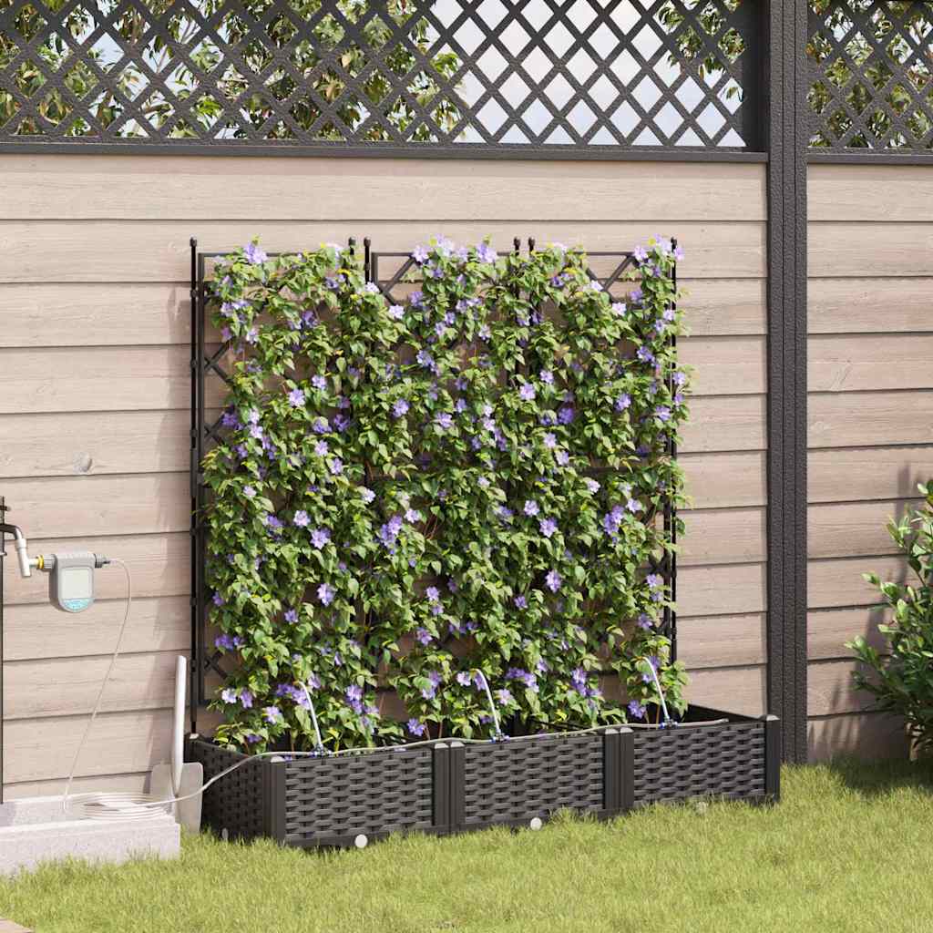 Garden Planter 3 pcs Black 120 x 40 x 126 cm Plastic