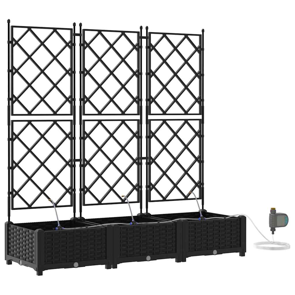 Garden Planter 3 pcs Black 120 x 40 x 126 cm Plastic