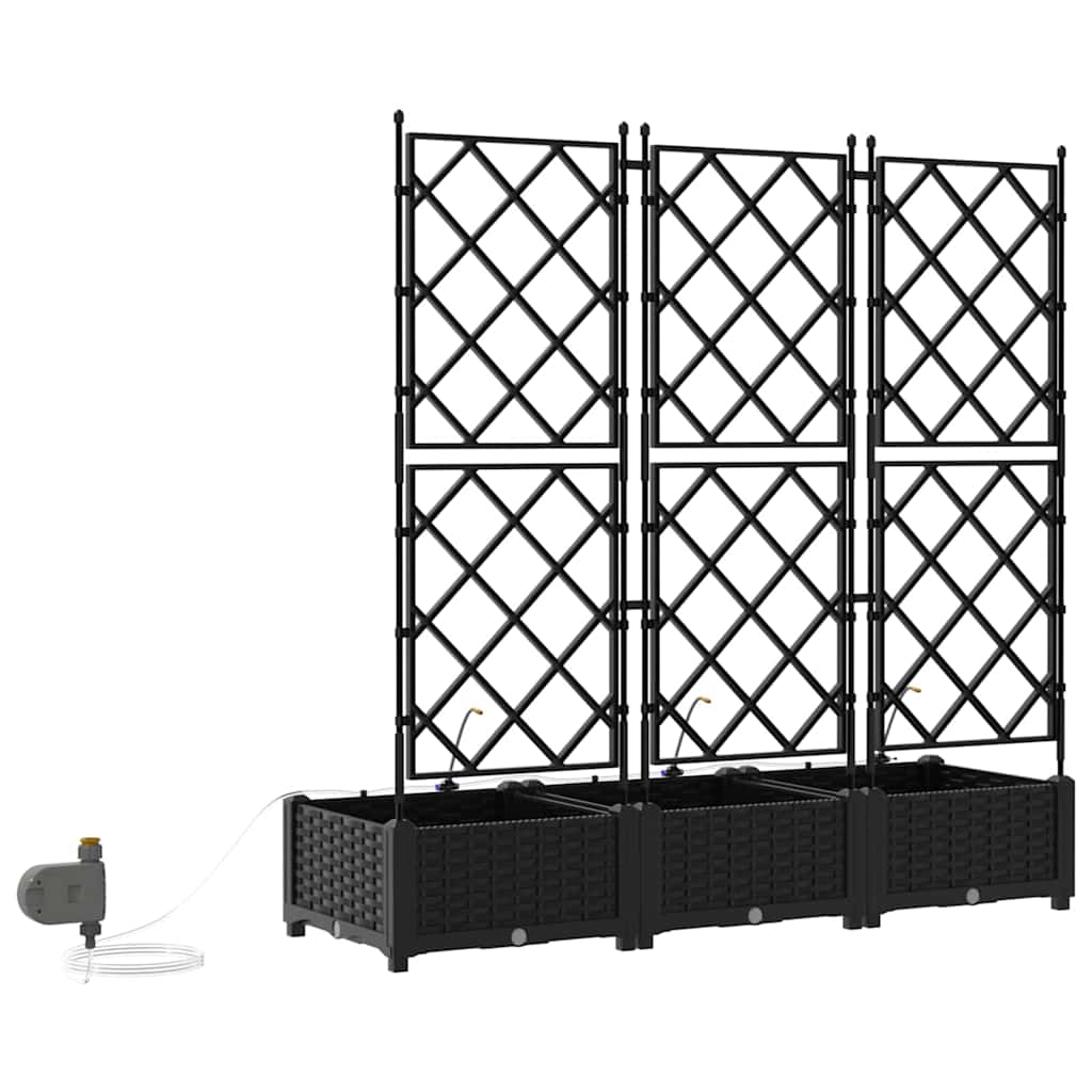 Garden Planter 3 pcs Black 120 x 40 x 126 cm Plastic