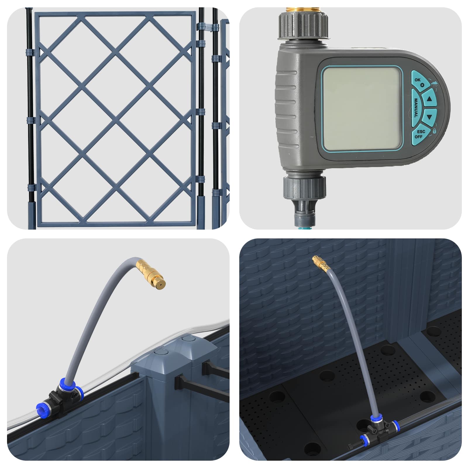 Garden Planter 3 pcs Grey 120 x 40 x 143 cm Steel