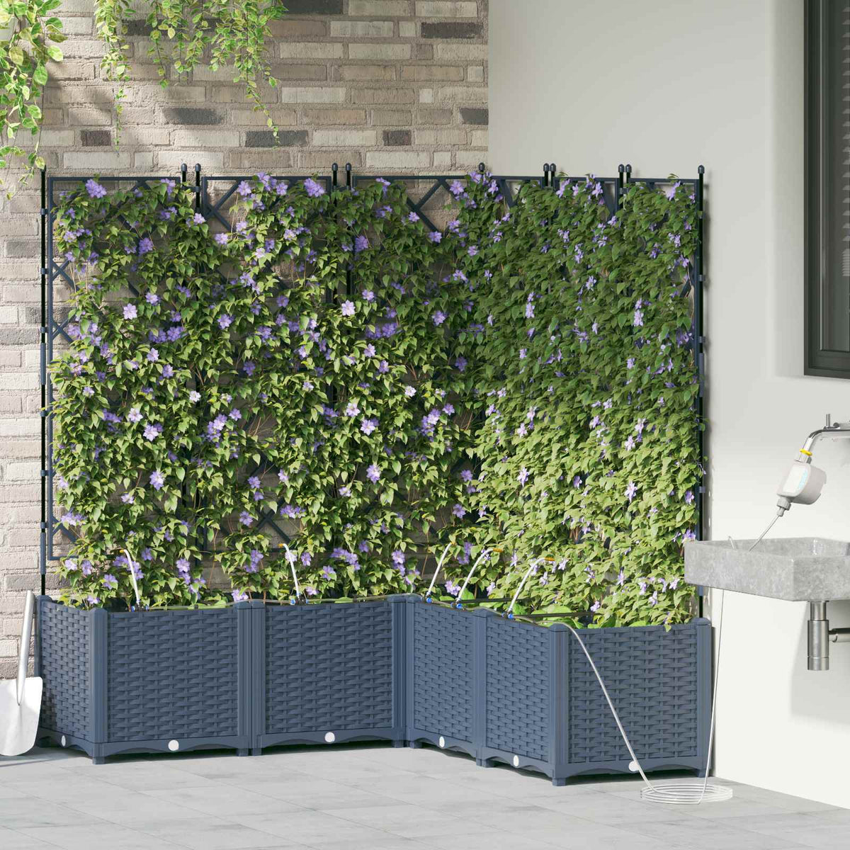 Garden Planter 3 pcs Grey 120 x 40 x 143 cm Steel