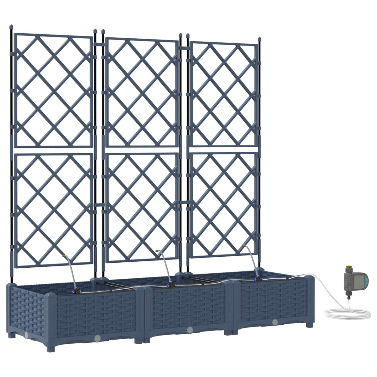 Garden Planter 3 pcs Grey 120 x 40 x 126 cm Plastic
