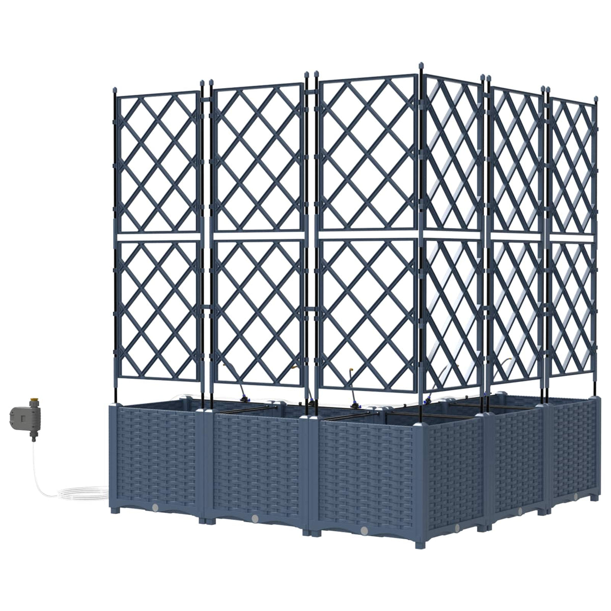 Garden Planter 3 pcs Grey 120 x 40 x 126 cm Plastic