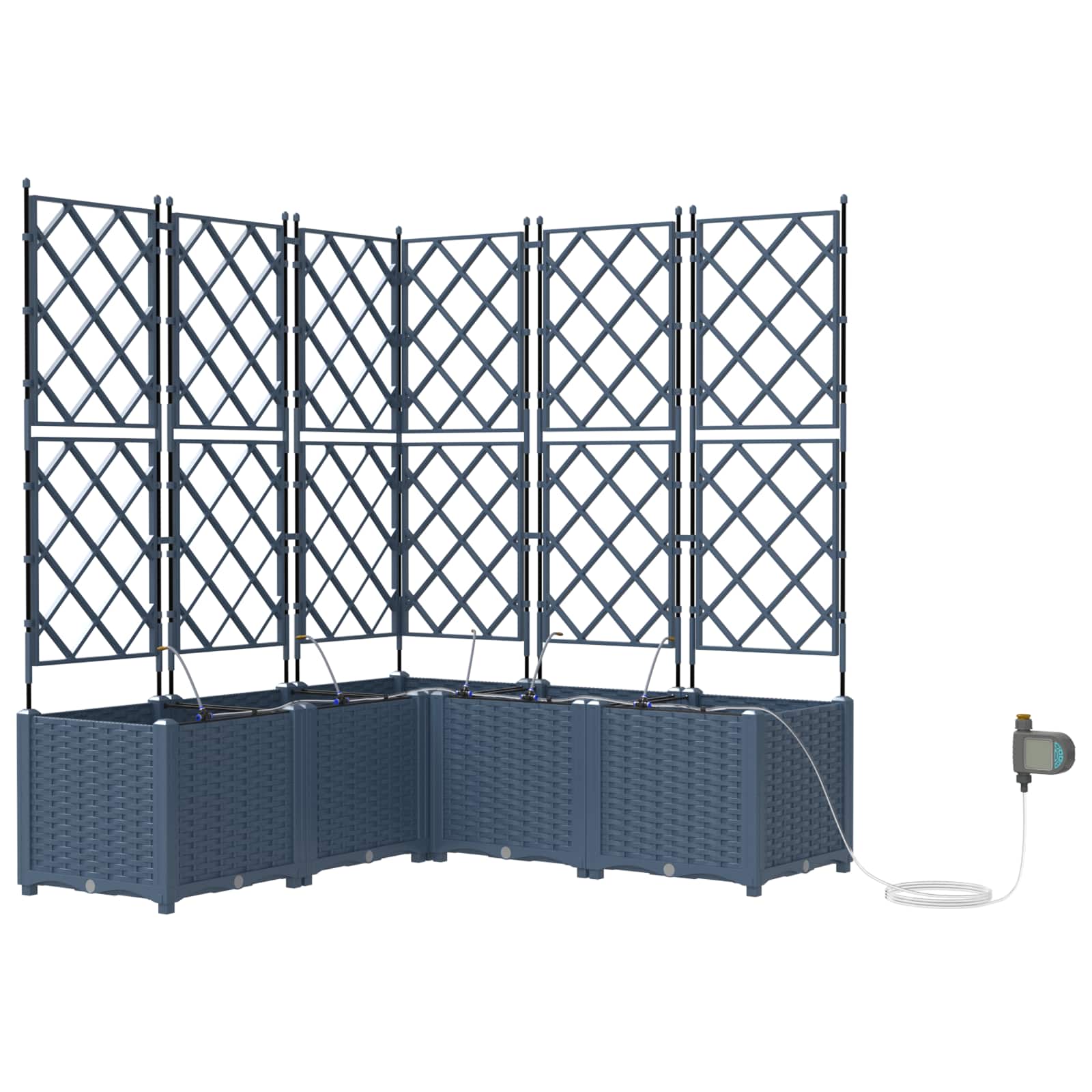 Garden Planter 3 pcs Grey 120 x 40 x 142 cm Plastic