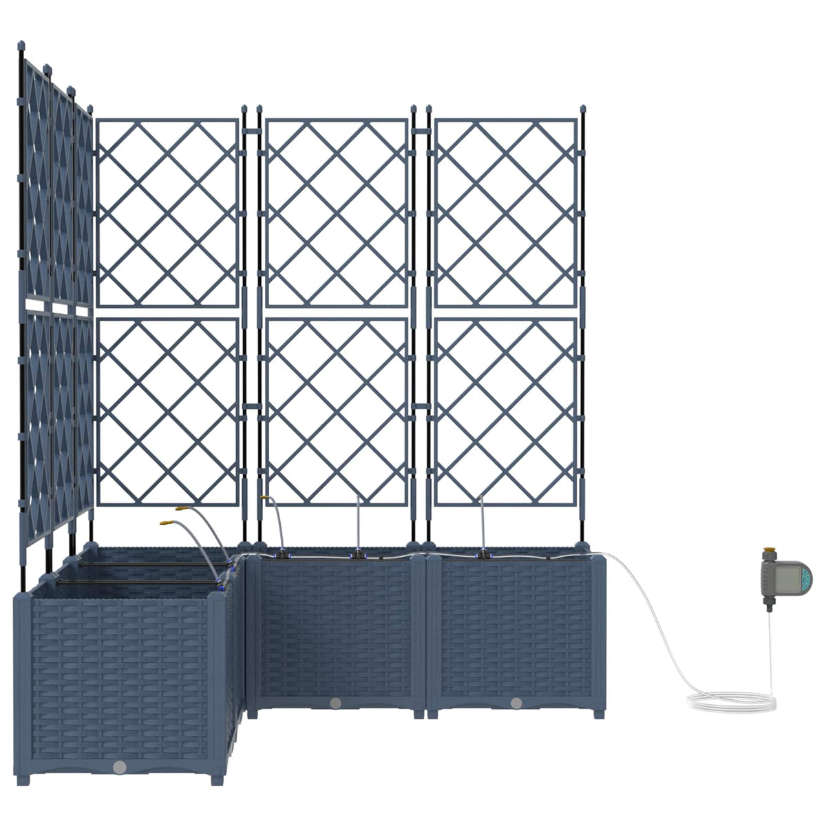 Garden Planter 3 pcs Grey 120 x 40 x 142 cm Plastic