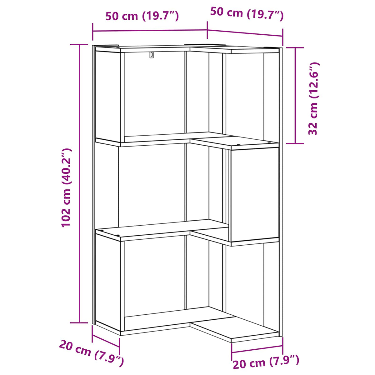 Bookcase Black Oak 50 x 50 x 102 cm