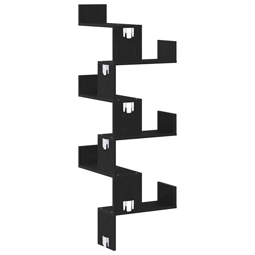 Wall Corner Shelf with Shelf Black Oak 45 x 45 x 147 cm