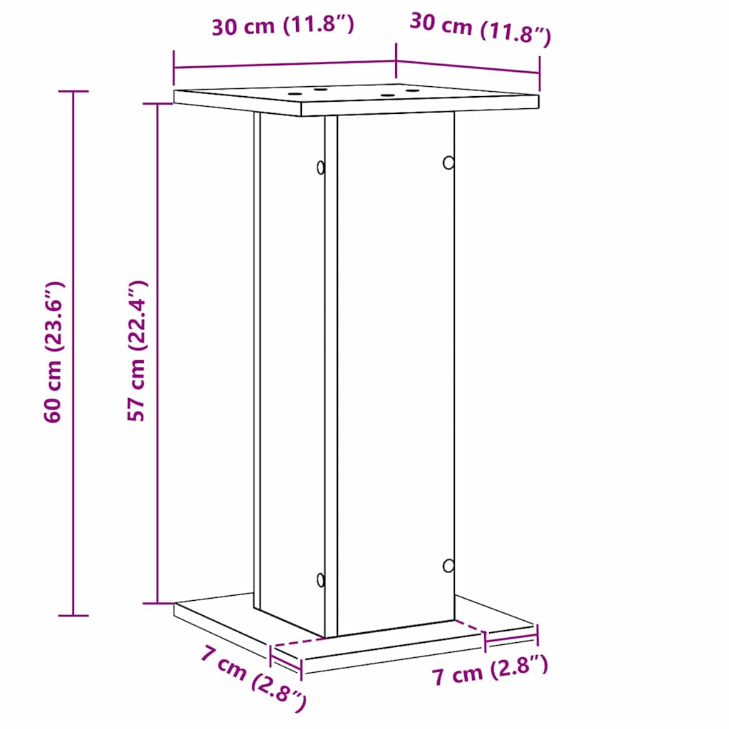 Speaker Stands 2 pcs Black Oak 30 x 30 x 60 cm Engineered Wood