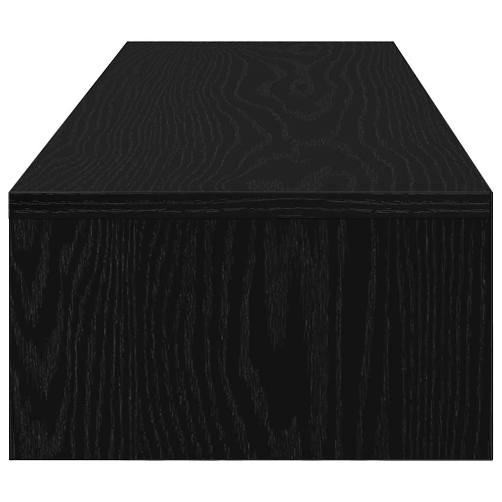 Monitor Stand with Drawers Black Oak 100x27x15cm Engineered Wood
