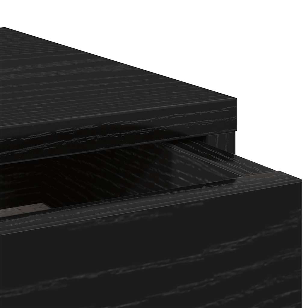Monitor Stand with Drawers Black Oak 100x27x15cm Engineered Wood