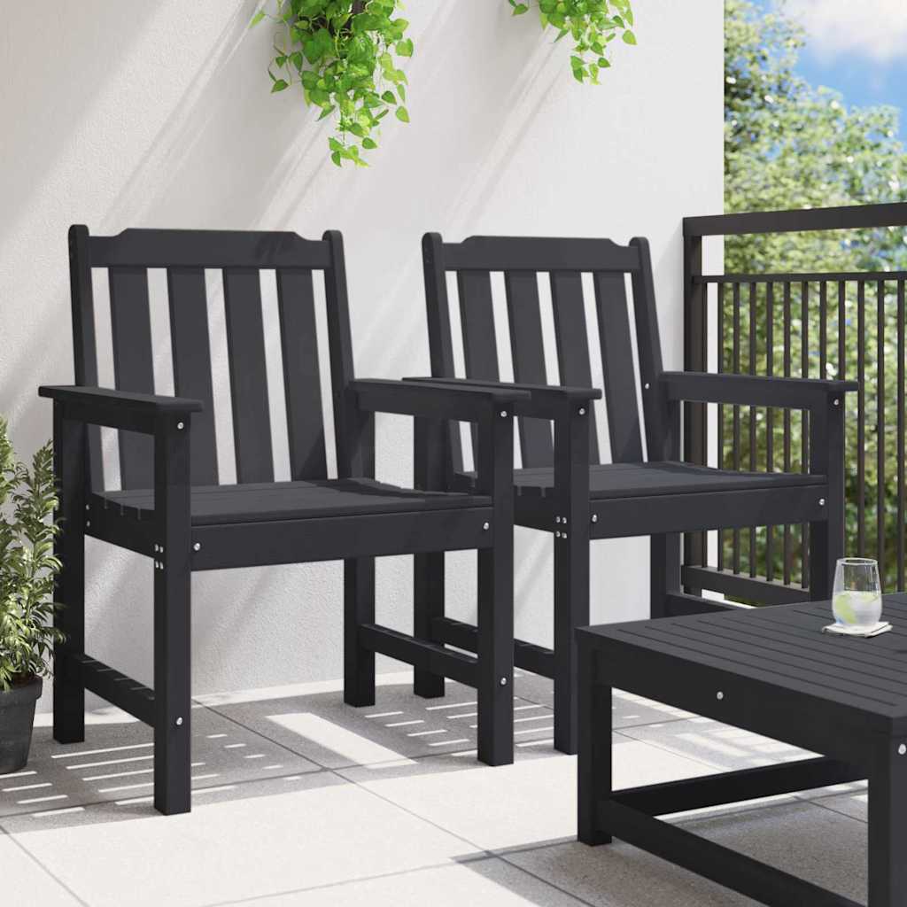 Garden Dining Chair. 2 pcs Black 65.5 x 59 x 88 cm HDPE