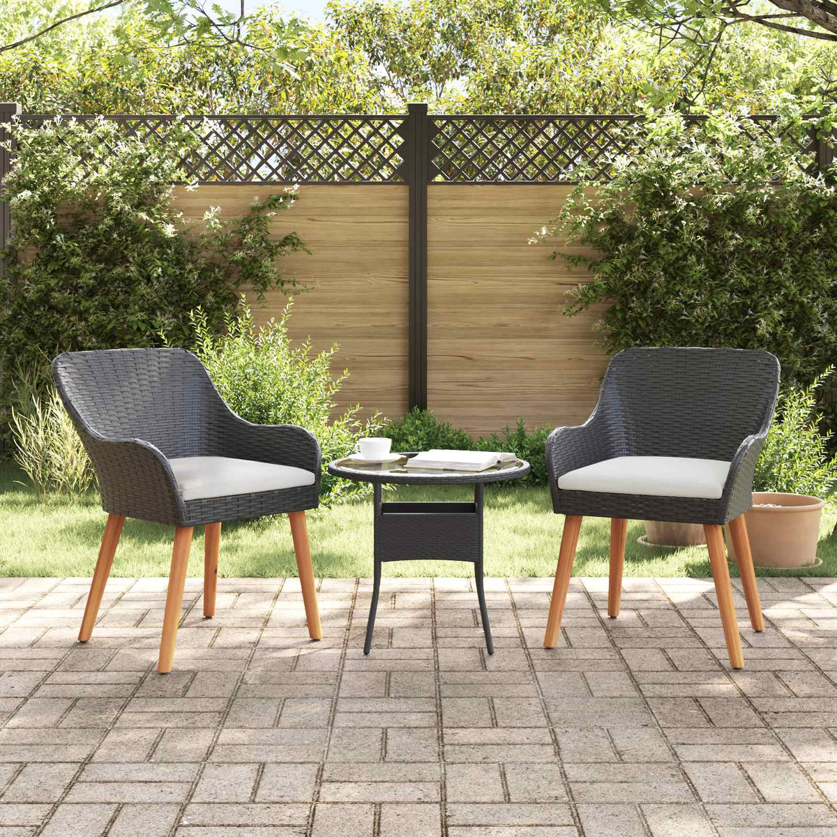 Garden Chair 2 pcs Black Poly Rattan