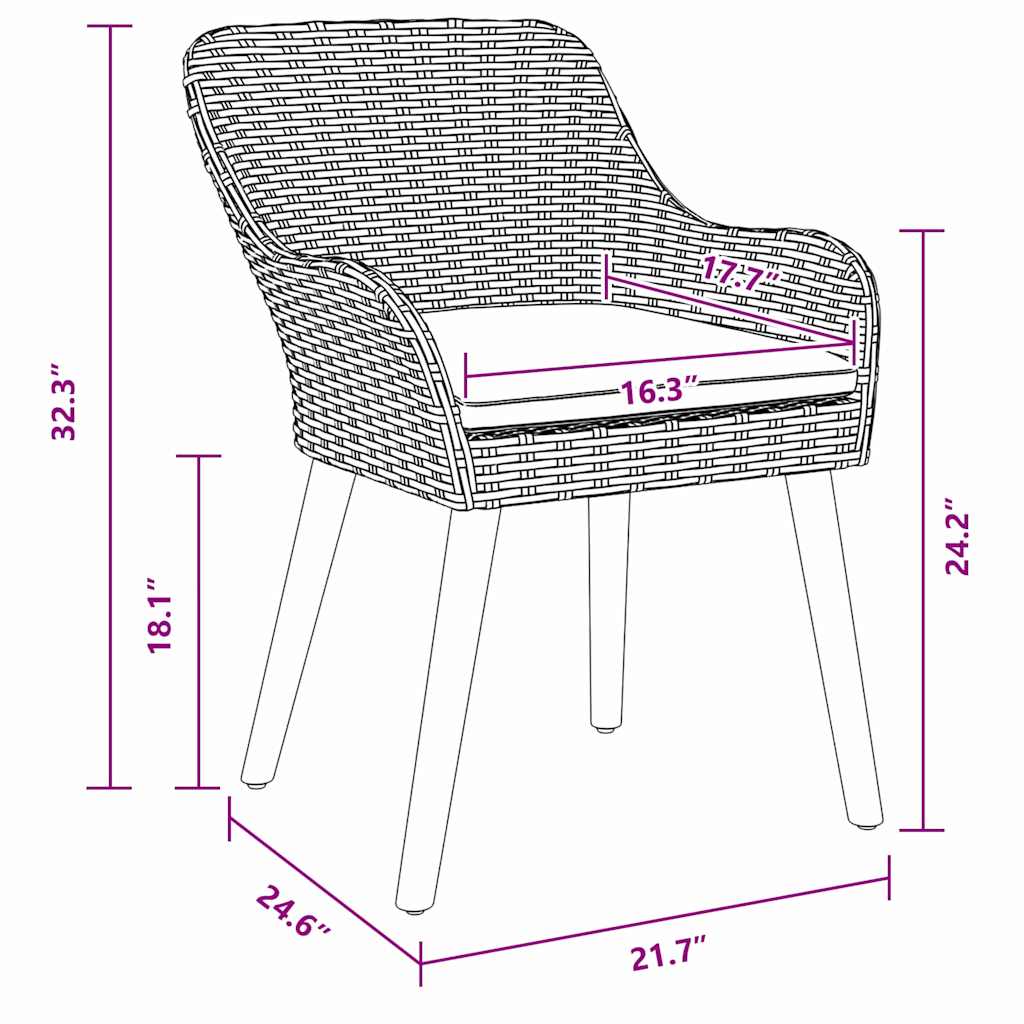 Garden Chair 2 pcs Beige 55 x 62.5 x 82cm Poly Rattan