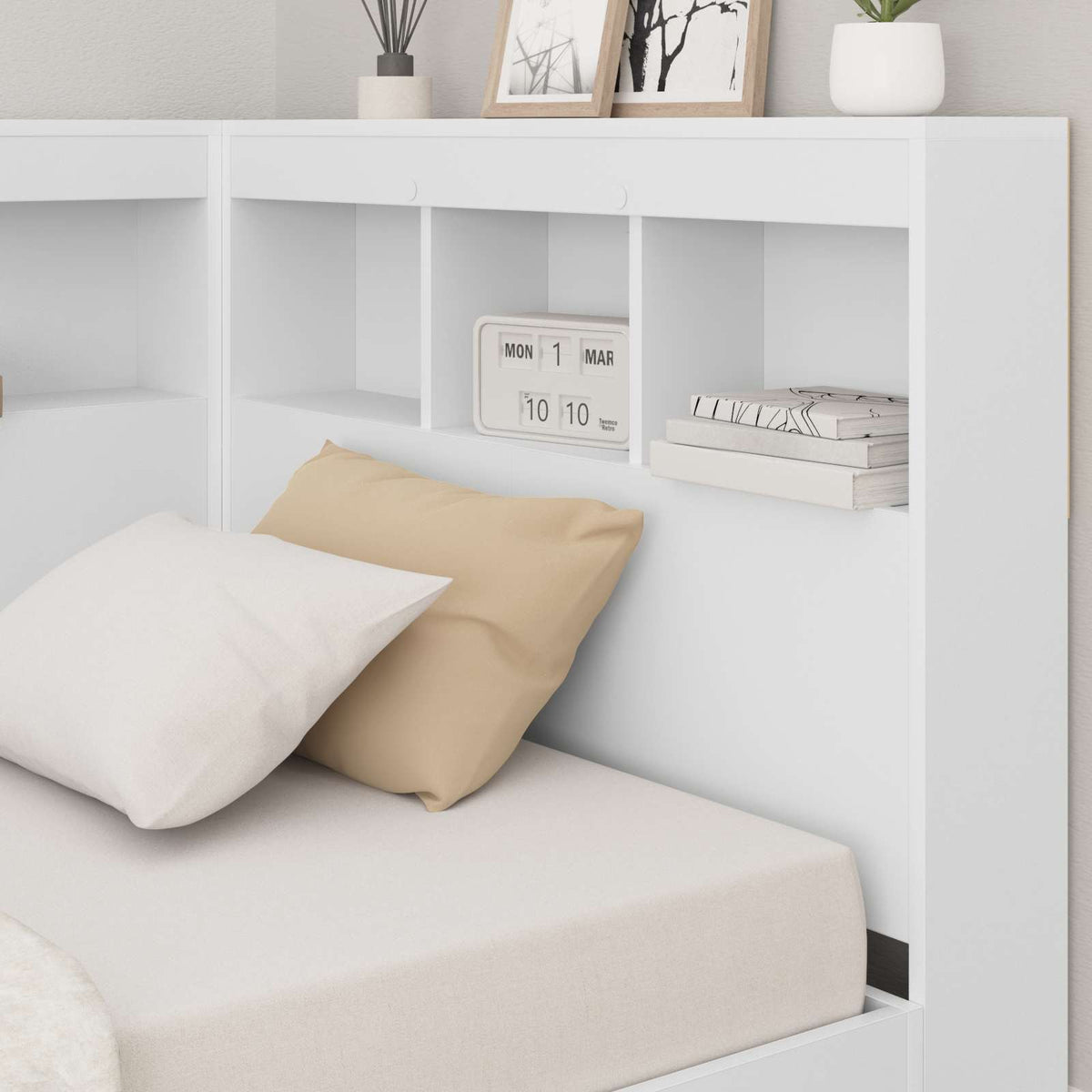 Storage Headboard White 90 cm Engineered Wood