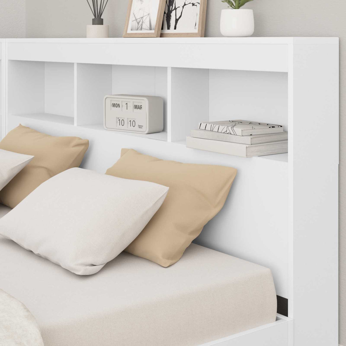 Storage Headboard with Shelf White 140 cm Engineered Wood