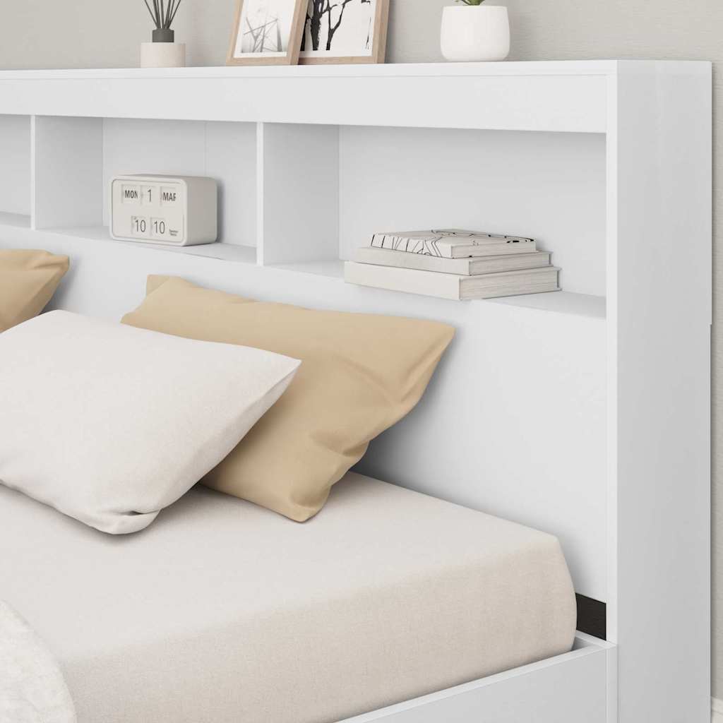 Bookcase Bed with Shelf White 180 x 200 cm Engineered Wood