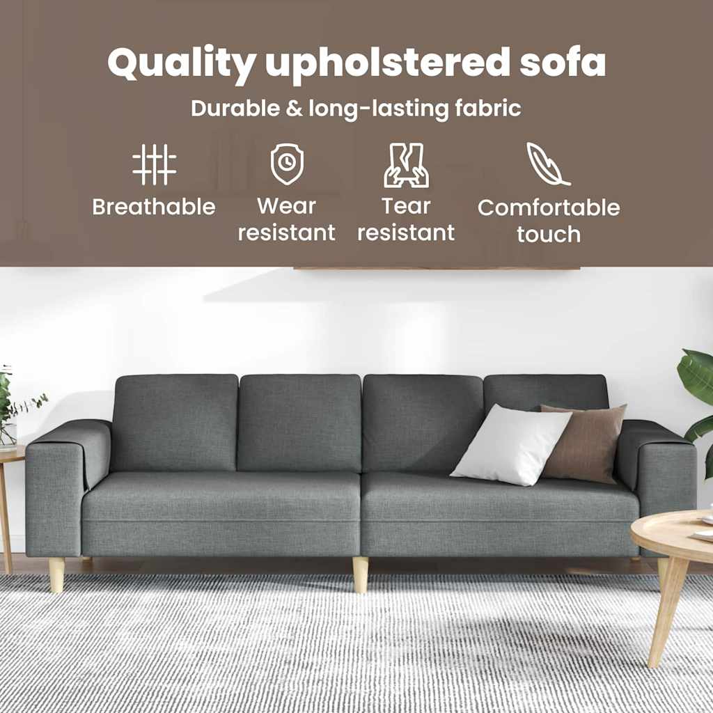 Living Room Couch Dark Grey 250 x 77 x 76 cm Polyester