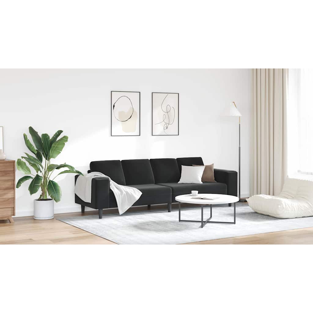 Living Room Couch Black 250 x 77 x 76 cm