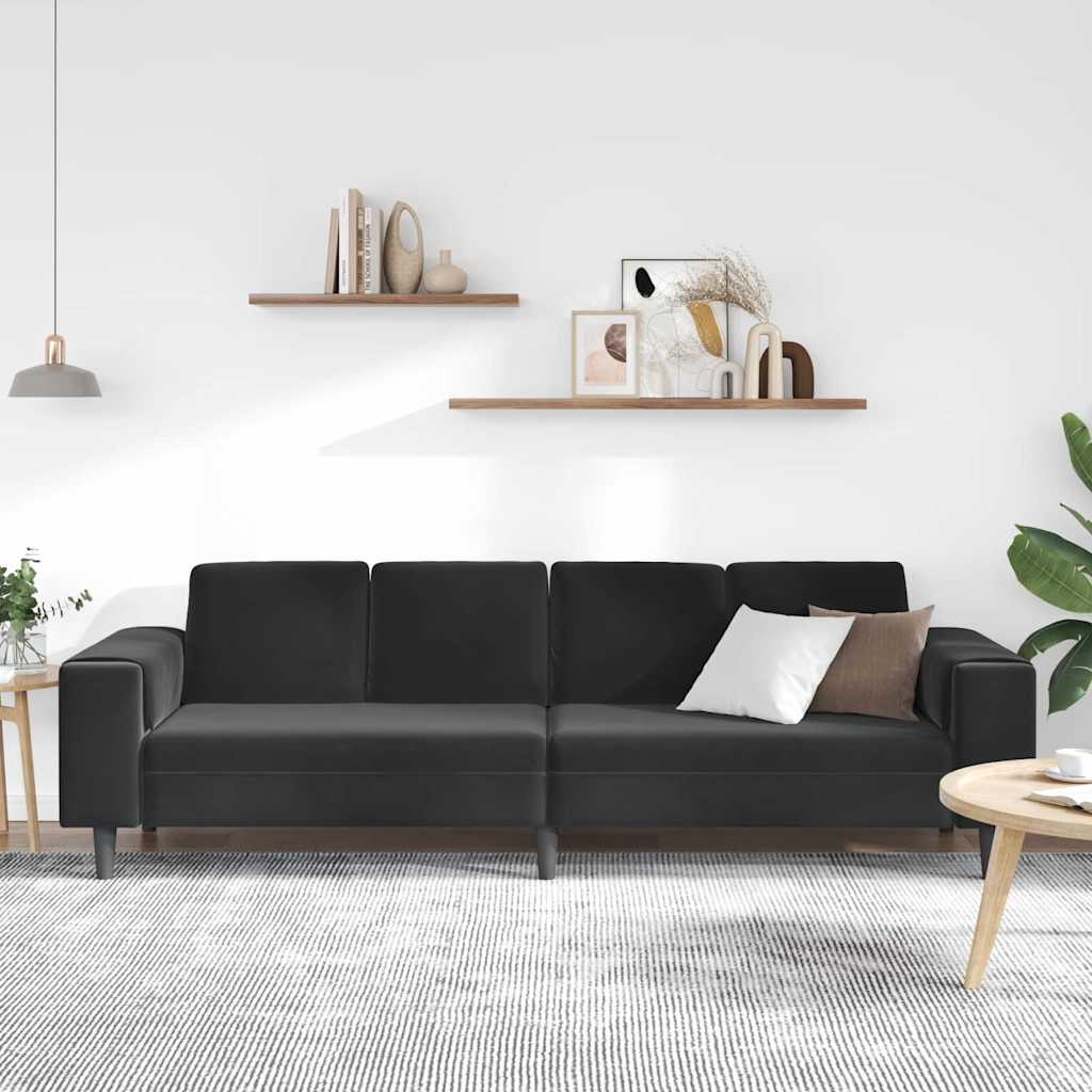 Sofa Set Black Velvet
