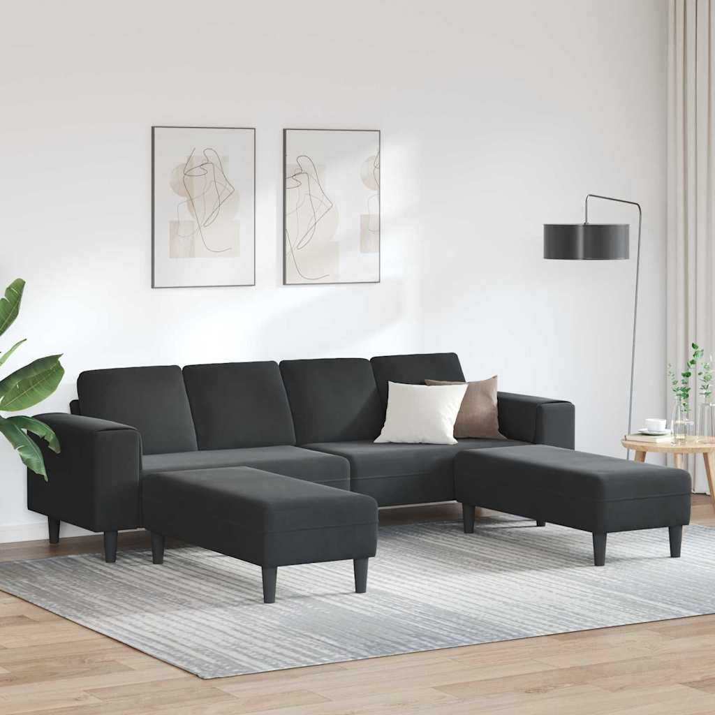 Sofa Set 3 pcs Black Velvet