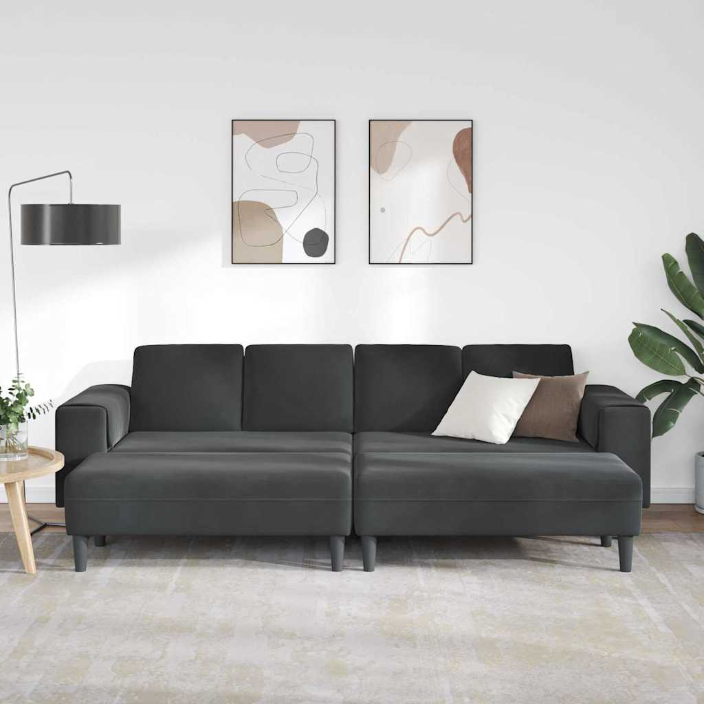 Sofa Set 3 pcs Black Velvet
