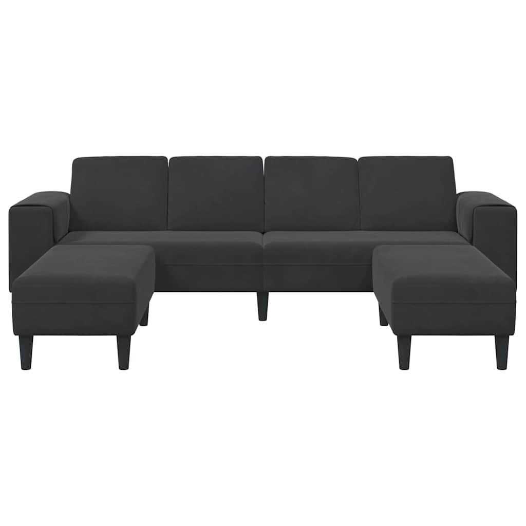 Sofa Set 3 pcs Black Velvet