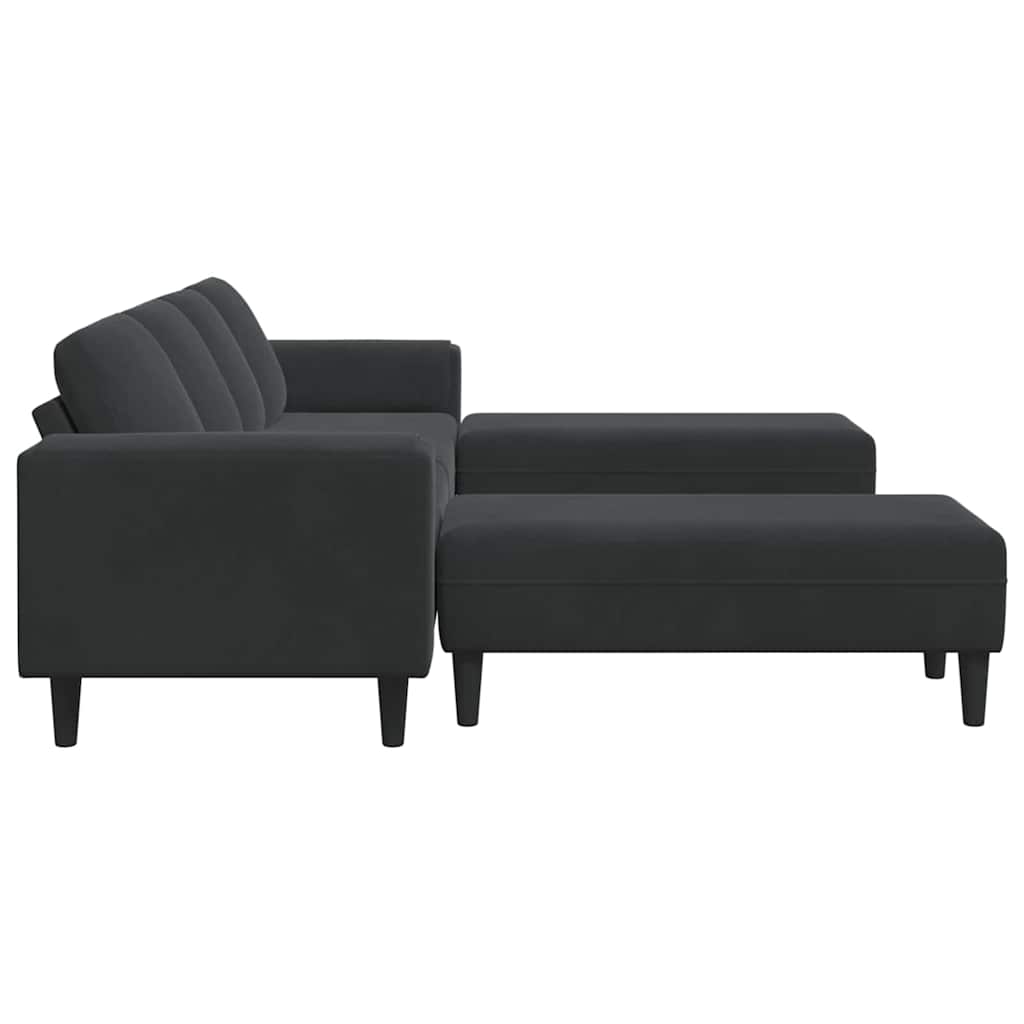 Sofa Set 3 pcs Black Velvet