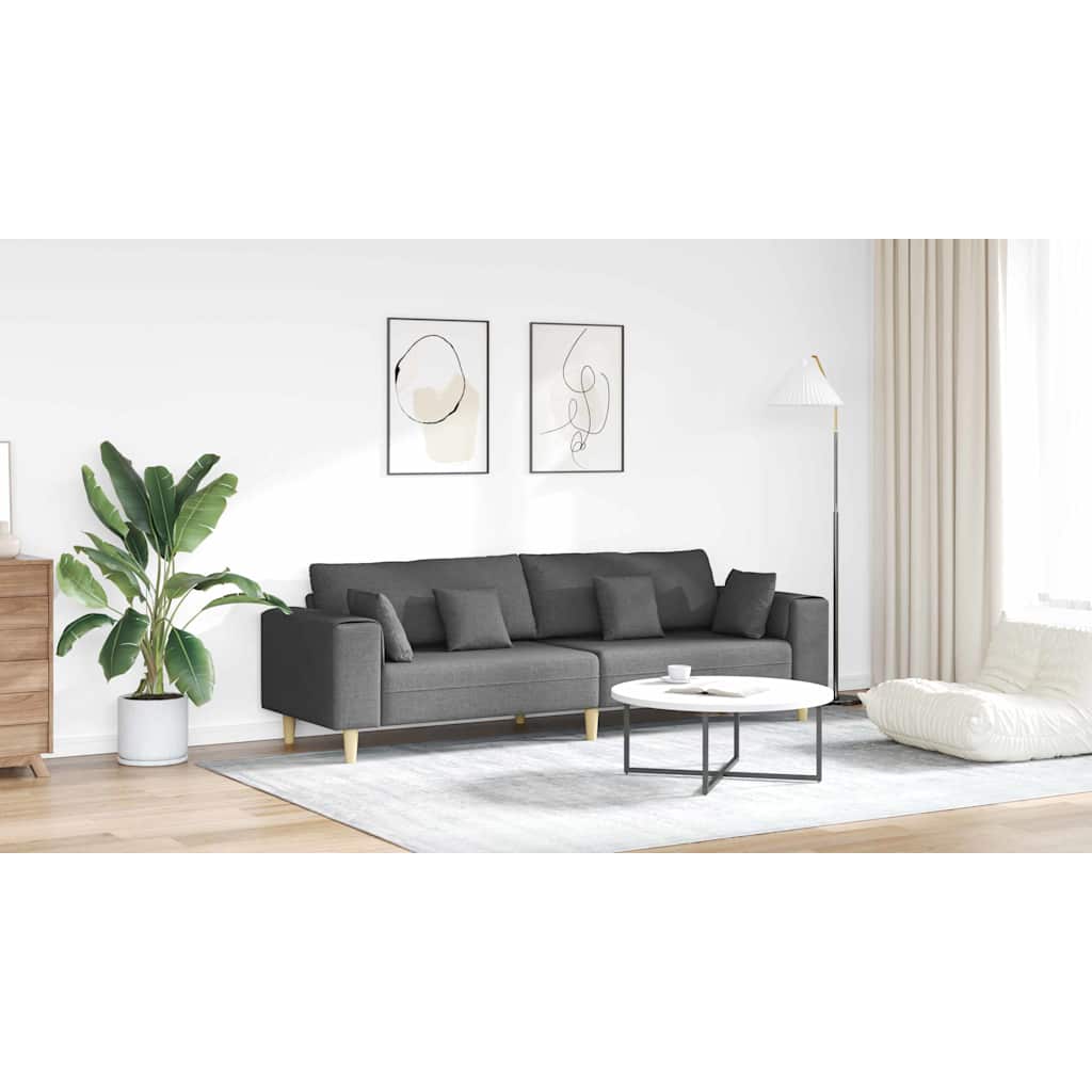 Sofa with Cushion Dark Grey 250 x 77 x 76 cm Fabric