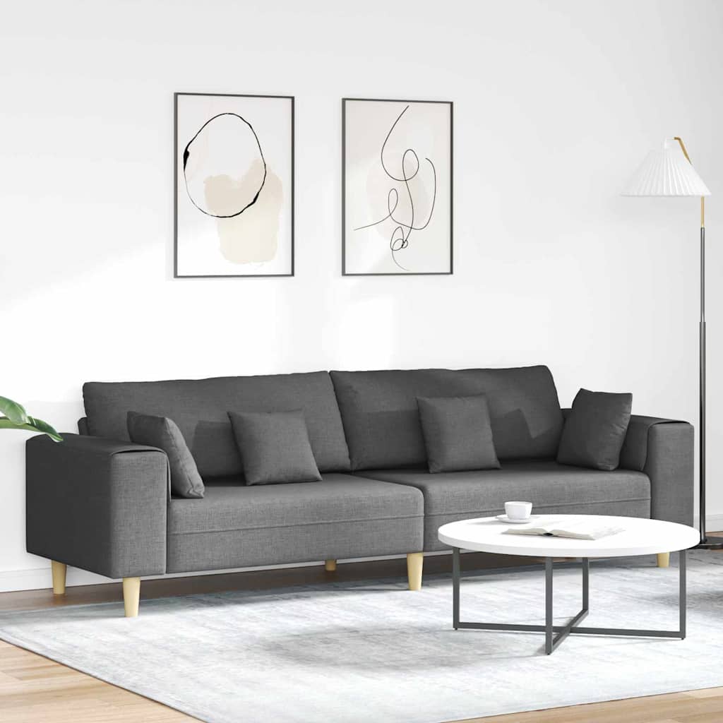 Fabric Sofa with Cushion Dark Grey 208 cm Fabric