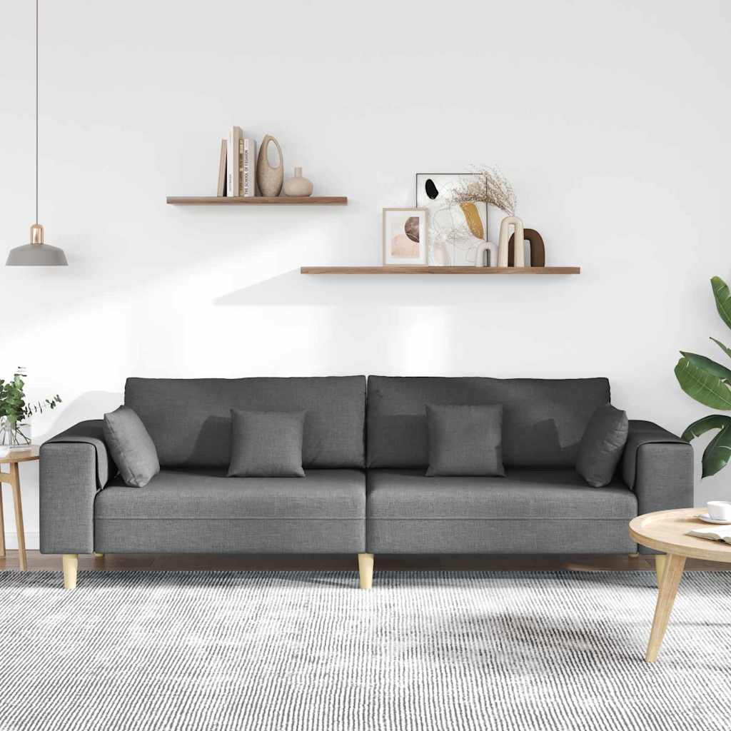 Fabric Sofa with Cushion Dark Grey 208 cm Fabric