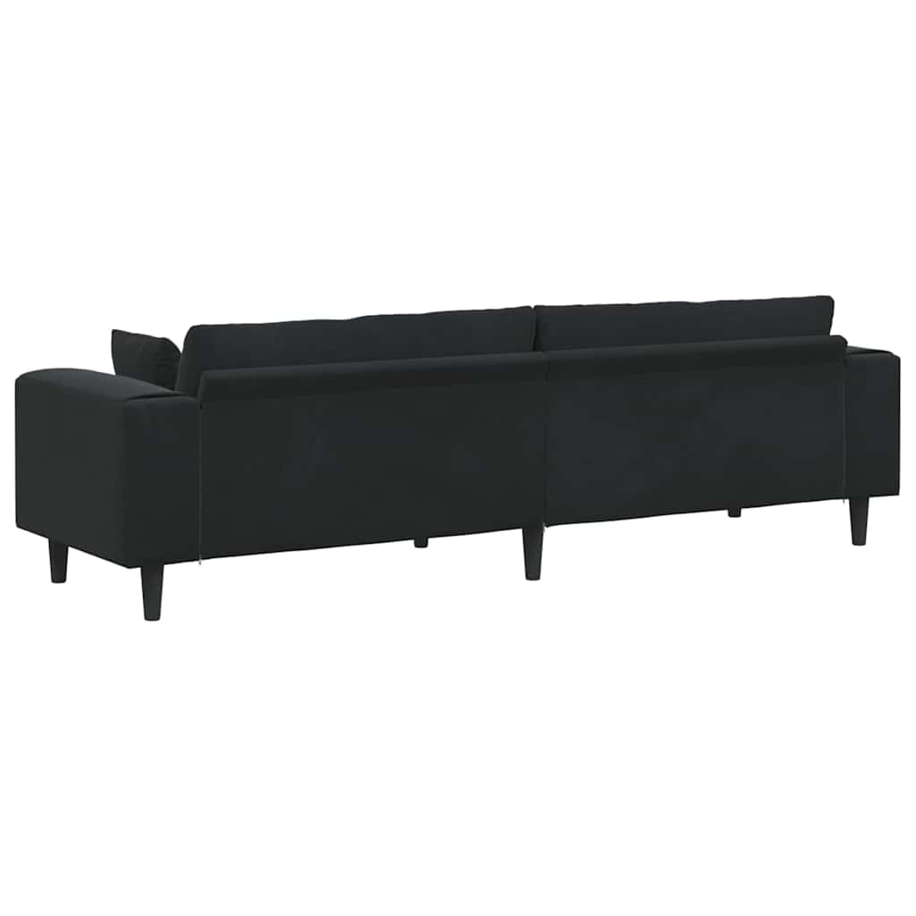 Sofa with Cushion Black 250 x 77 x 76 cm Velvet
