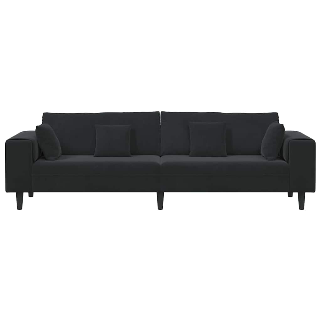 Sofa with Cushion Black 250 x 77 x 76 cm Velvet