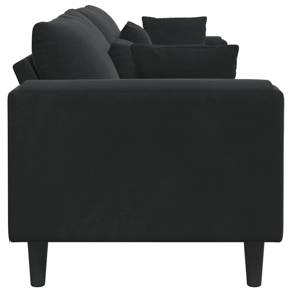 Sofa with Cushion Black 250 x 77 x 76 cm Velvet