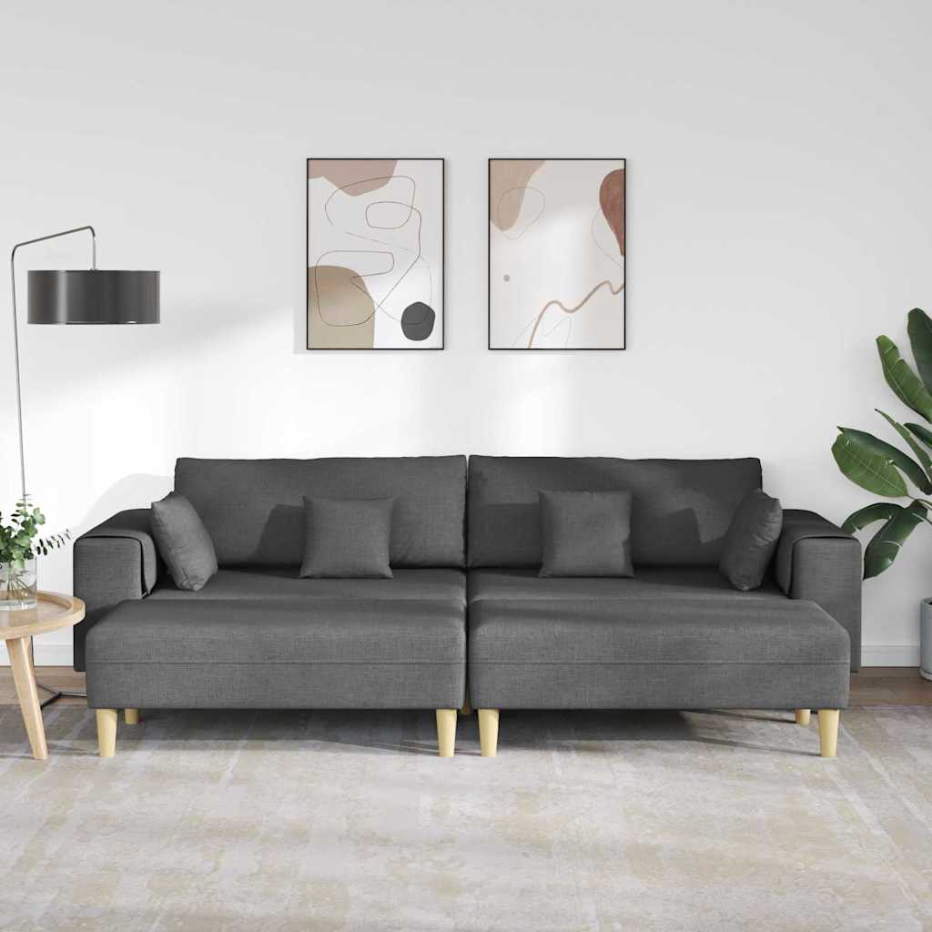Fabric Sofa with Cushion 3 pcs Dark Grey 208 cm Fabric