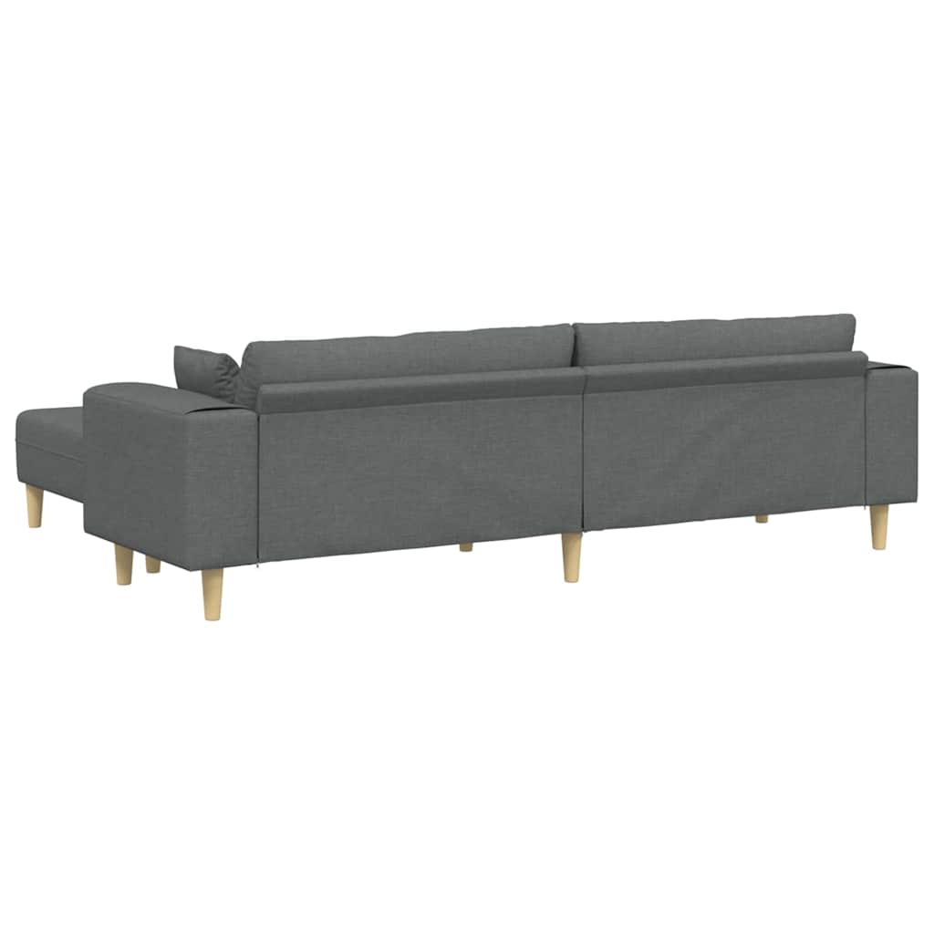 Fabric Sofa with Cushion 3 pcs Dark Grey 208 cm Fabric