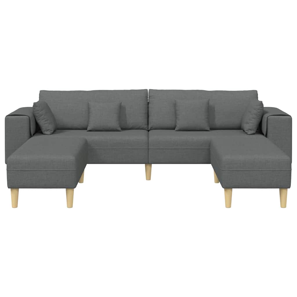 Fabric Sofa with Cushion 3 pcs Dark Grey 208 cm Fabric