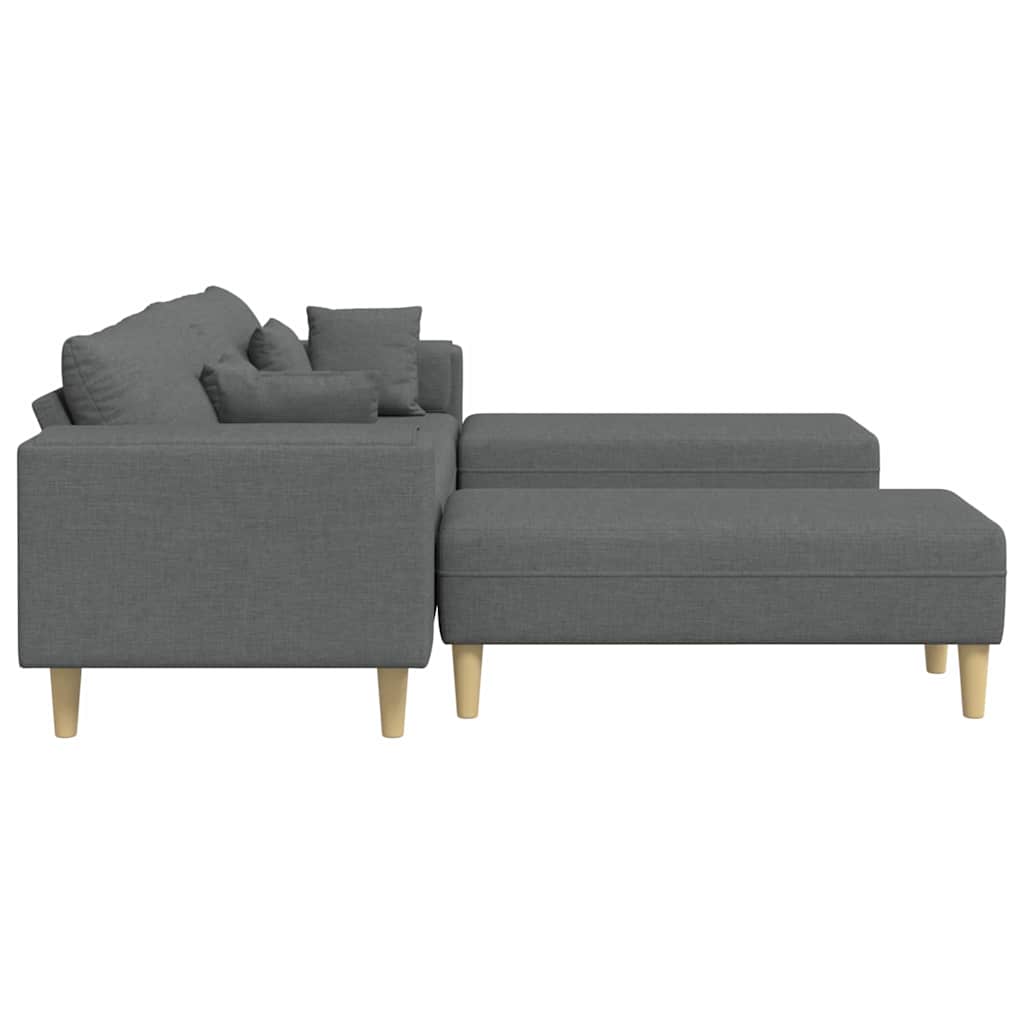 Fabric Sofa with Cushion 3 pcs Dark Grey 208 cm Fabric